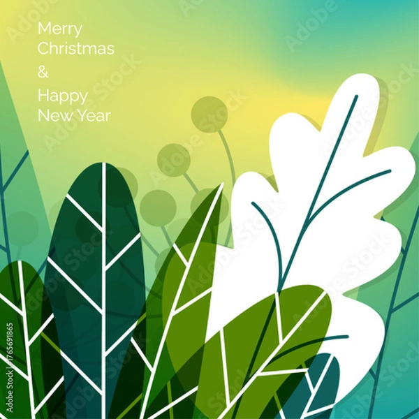Fototapeta Holiday greetings featuring colorful plant designs in a bright and cheerful setting