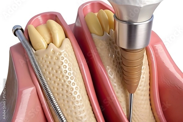 Fototapeta Periodontal Scaling and Root Planing. Oral hygiene and conventional periodontal therapy. Medically accurate of human teeth cleaning treatment.