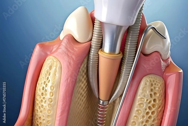 Obraz Periodontal Scaling and Root Planing. Oral hygiene and conventional periodontal therapy. Medically accurate of human teeth cleaning treatment.