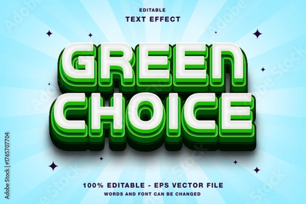 Obraz Green Choice 3D Layered Editable Text Effect with White and Green Colors.