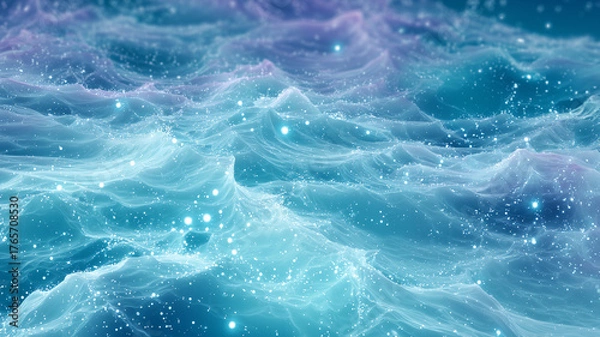 Fototapeta Turquoise Ocean Water Waves with Foam Texture