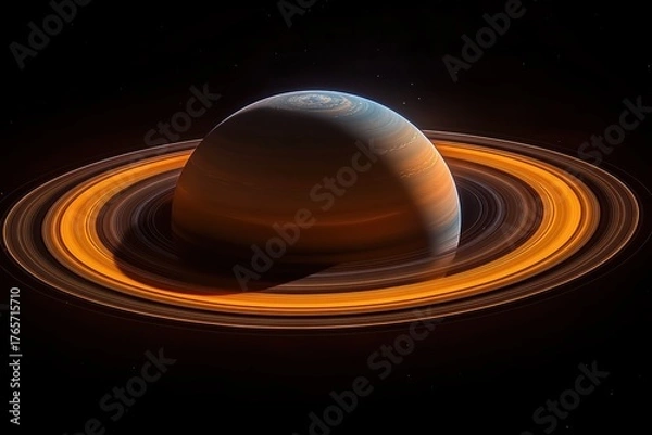 Fototapeta Saturn and its stunning rings captured from a cosmic distance in deep space