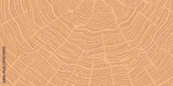 Fototapeta Log cut, wood texture, tree rings pattern, vector background