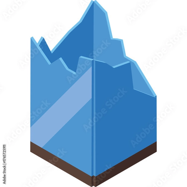 Fototapeta Abstract Blue Geometric Structure With Jagged Peaks On Brown Base Transparent Background