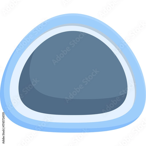 Fototapeta Abstract Blue Grey Organic Shape With White Outline And Light Blue Border On Transparent Background Clean Modern Graphic Design Element