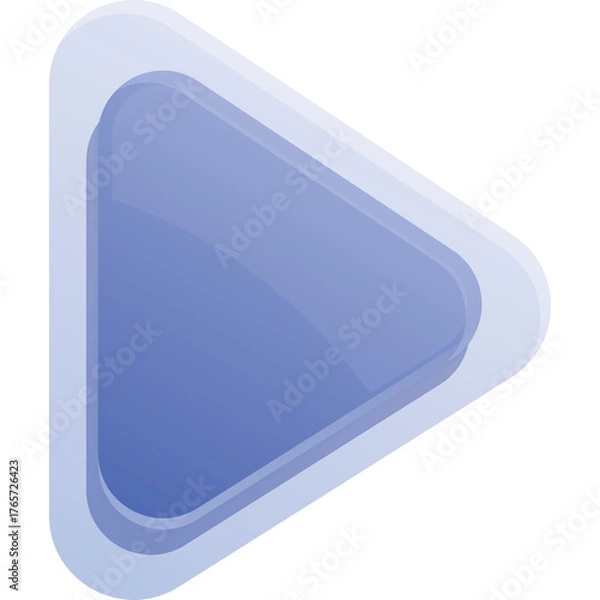 Fototapeta Abstract blue play button icon with soft glowing edges and layered effect on a white background isolated graphic element for media playback