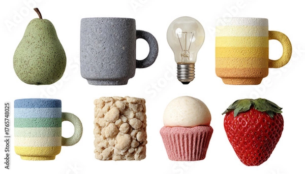 Fototapeta Colorful Isolated Objects with Unique Shapes and Textures for Creative Projects