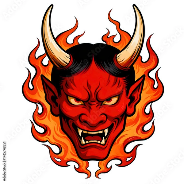 Fototapeta UN DIAVOLO CON LE CORNA E FUOCO 