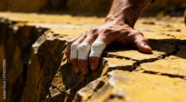 Fototapeta 다치고도 끈기를 가진 손 