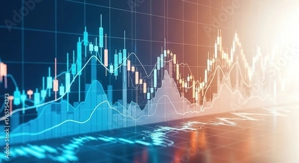 Fototapeta Financial Market Analysis Chart with Color Gradient