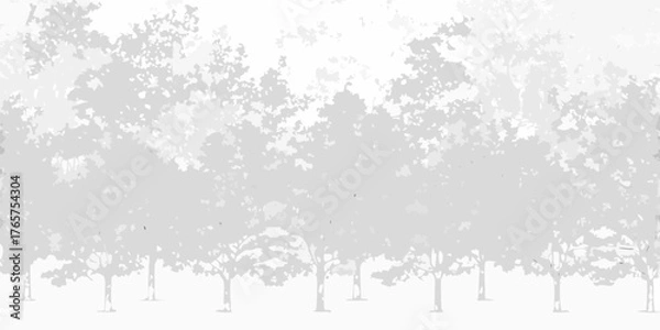 Fototapeta Abstract monochrome forest landscape with stylized trees and dappled light effect
