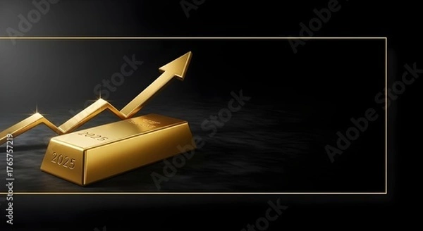 Fototapeta a gold bar, increasing value of gold in 2025