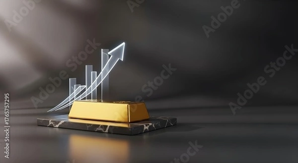 Fototapeta a gold bar, increasing value of gold in 2025
