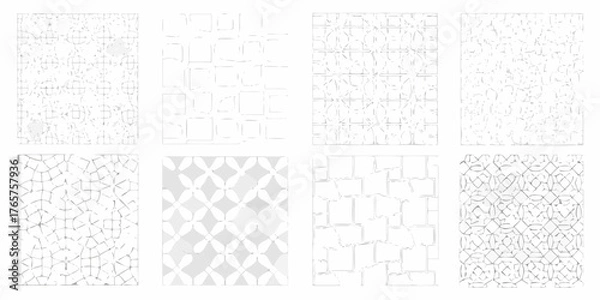 Fototapeta Collection of eight abstract geometric patterns with subtle textures and variations in line weight and shading