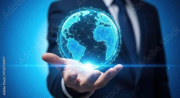 Fototapeta Global Network Connection in Hand