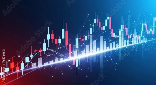 Fototapeta Financial Growth Chart With Candlestick Graph