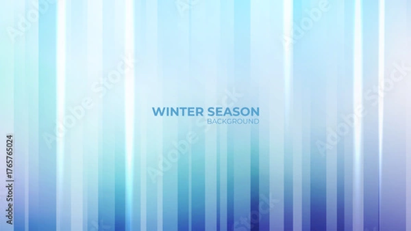 Fototapeta Winter season background. Blue color gradient banner with vertical dynamic lines for Winter Season creative graphic design. Vector illustration.