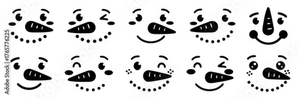 Obraz Cute snowman faces.