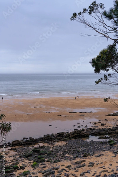 Obraz people walking on the beach in the morning