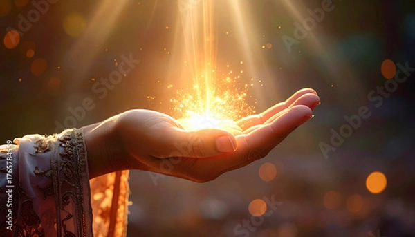 Obraz 手のひらから溢れる光
