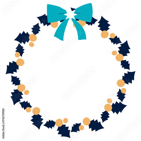 Fototapeta クリスマスリースのイラスト