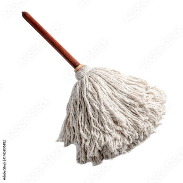 Obraz A white mop with a wooden handle