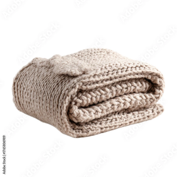 Obraz A white blanket is folded and placed on a white background