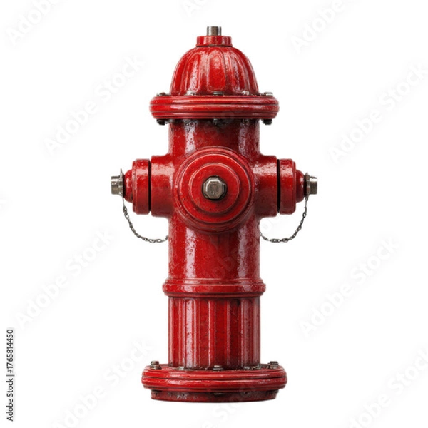 Obraz A red fire hydrant with a silver chain
