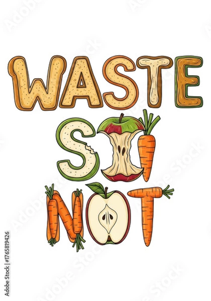 Fototapeta Creative Illustration of Waste Not Design with Carrots and Apples