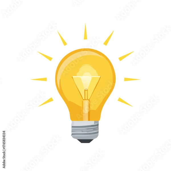 Fototapeta glowing light bulb vector illustrations representing ideas, innovation, and creativity. Perfect for concept design, technology, business presentations, startup visuals, and educational projects.