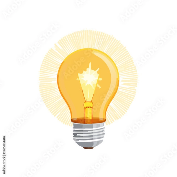 Fototapeta glowing light bulb vector illustrations representing ideas, innovation, and creativity. Perfect for concept design, technology, business presentations, startup visuals, and educational projects.