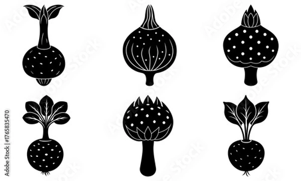 Fototapeta Whimsical vegetable art featuring unique radish designs, perfect for adding a touch of playful elegance to any project, offering a fresh, clean aesthetic