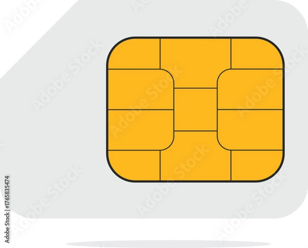Fototapeta SIM Card Vector Illustration: Mobile Phone Chip, Flat Design for Communication Technology