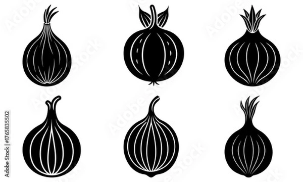 Fototapeta Elegant onion and fruit outlines for menu design, vibrant food illustrations, and culinary art projects. Fresh produce for healthy lifestyle brands.