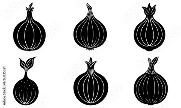 Fototapeta Bold onion illustration set for healthy cooking blog or restaurant branding, hand-drawn style, fresh ingredients, adds rustic charm and authentic flavor