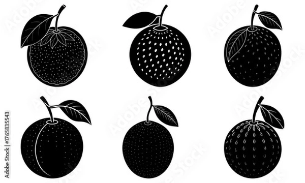 Fototapeta Whimsical orange collection, perfect for bright designs and healthy lifestyle themes, originally a scalable graphic for vibrant food illustrations or logos