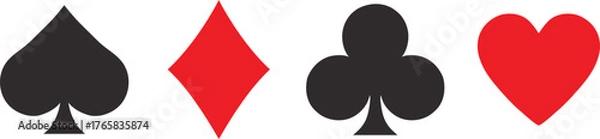 Fototapeta Playing Card Suits Vector Icon Set