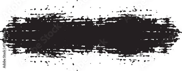 Fototapeta Black paint brush stroke on transparent background for design element usage