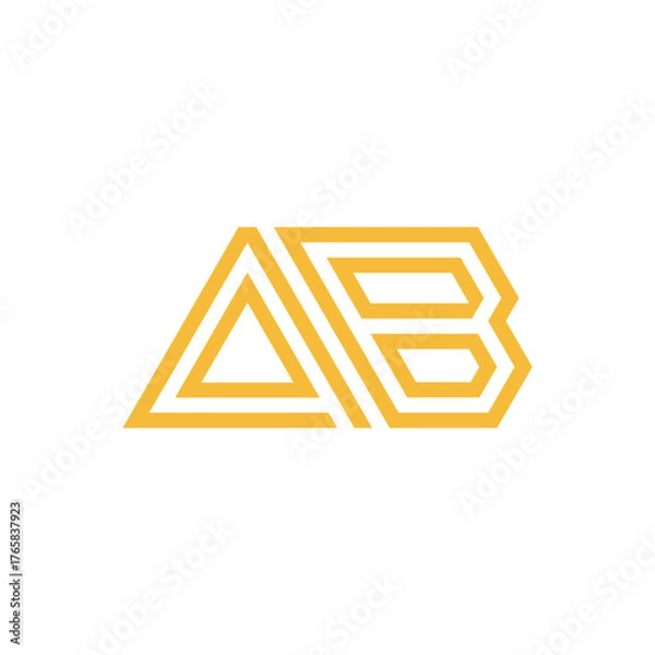 Fototapeta AB Monogram Logo – Elegant Gold Cord Design for Premium Branding.