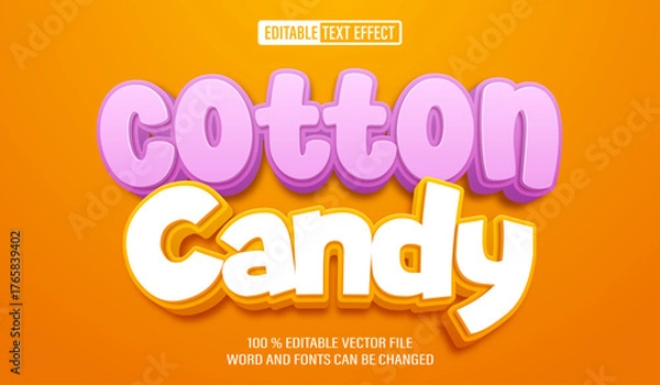 Obraz Editable 3d text style effect - Cotton Candy text effect Template