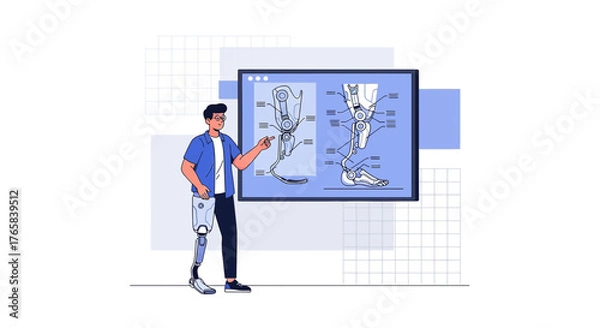 Obraz Engineering marvel: Prosthetic leg presentation for advanced medical technology innovations
