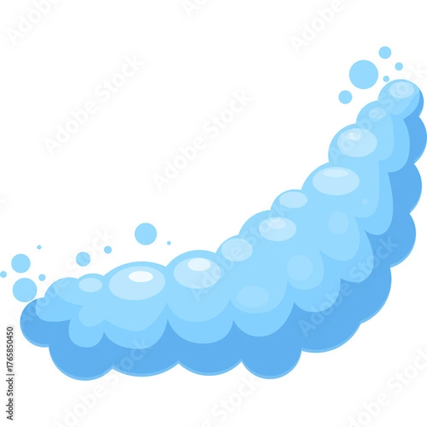 Fototapeta Stylized Light Blue Swirling Mist Cloud Formation with Bubbles and Transparent Background