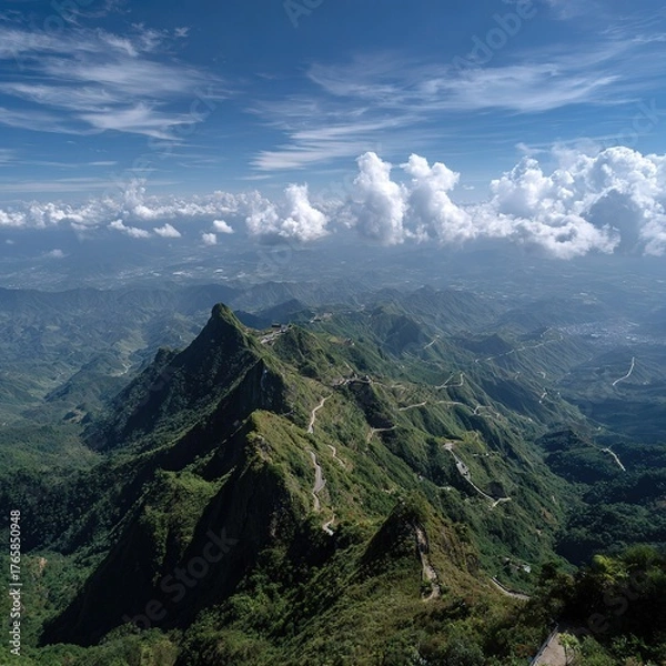 Fototapeta MountainRangeWithWindingRoads