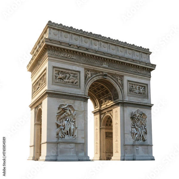 Fototapeta A view of the arc de triomphe paris on transparent background