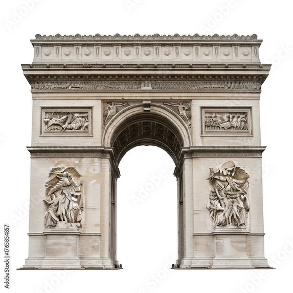 Fototapeta A detailed view of arc de triomphe on transparent background