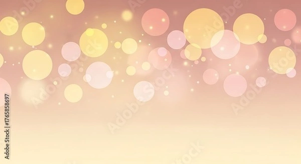 Obraz Celestial Reverie: An artistic depiction of a bokeh effect, featuring a myriad of softly glowing, radiant orbs dancing across a dreamy, gradient canvas.