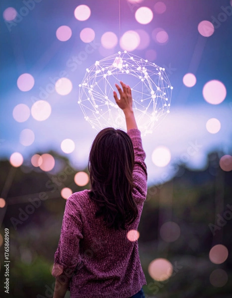 Obraz データの糸を掴む人