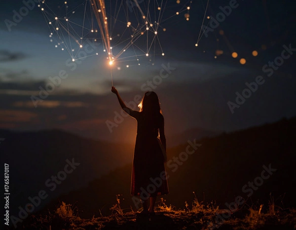 Obraz データの糸を掴む人