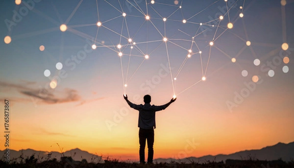 Obraz データの糸を掴む人