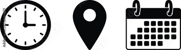 Obraz Clock Location Calendar Icons Illustrative Design.